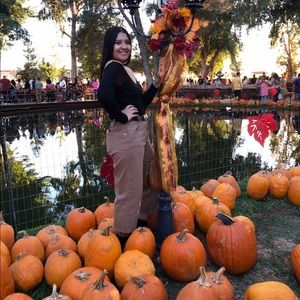 Brown cotton on mid wide crop pants/jeans